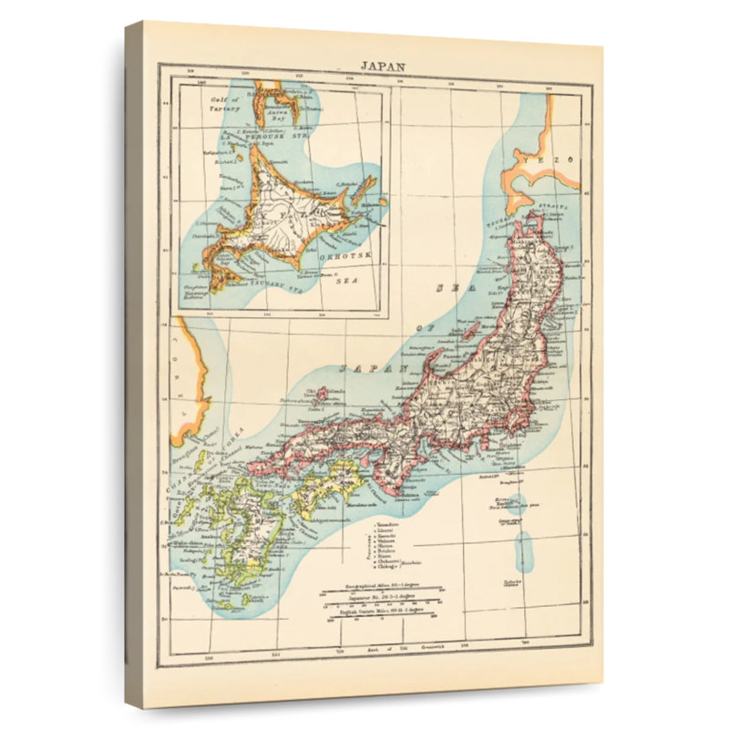 Aliaz Map Of Japan, 51" H x 34" W