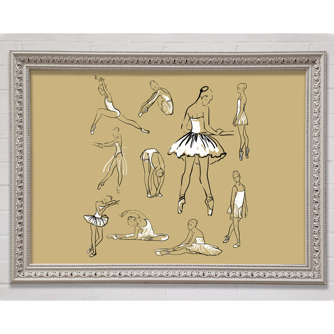 MacLaine Beige Weiß Ballerina 1 Gerahmter Druck Wandkunst