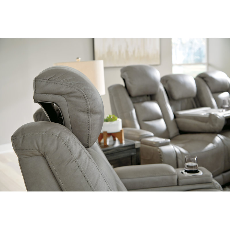 The Man-Den Power Reclining Loveseat with Console, Gray