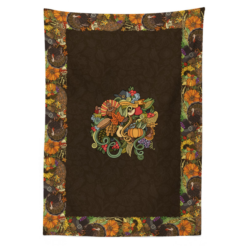 Floral Thanksgiving Tablecloth, 90" L x 60" W