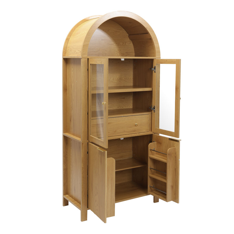 Garde-manger arqué de 71 po de hauteur avec tablettes réglables, Chêne