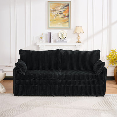 73"Convertible Sofa Bed,Pull Out Bed,3-in-1 Sofa with Side Pocket& USB Ports,Modern Corduroy Couch for Living Room, Small Space, Apartment, Bedroom