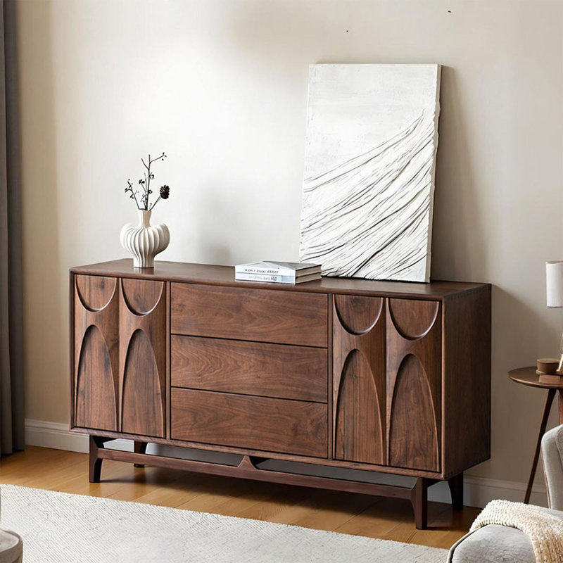 Buffet de rangement simple et rétro grande capacité, H 32,28 po x l 62,99 po x P 16,53 po