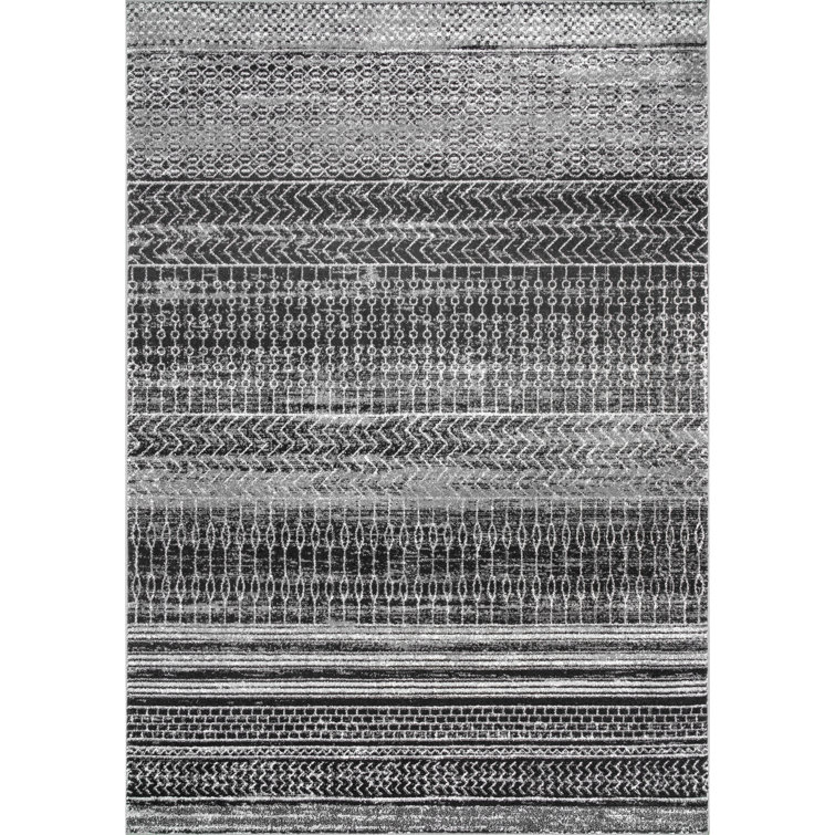 Canizales Striped Area Rug for Living Room Bedroom Dining Room Kitchen, Dark Grey/Ivory