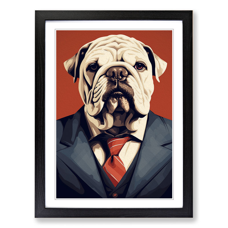 British Bulldog Minimalism No.2 - Framed Print, Black Framed, 46cm H x 34cm W x 2cm D