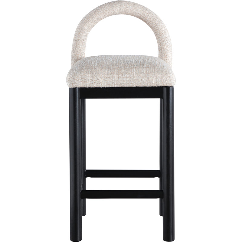 Tabouret de comptoir Conrad, Siège en tissu beige / structure noire