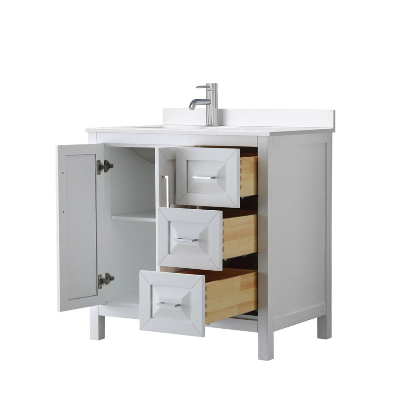 Daria 36'' W Vanity, Giotto Quartz, White, Polished Chrome