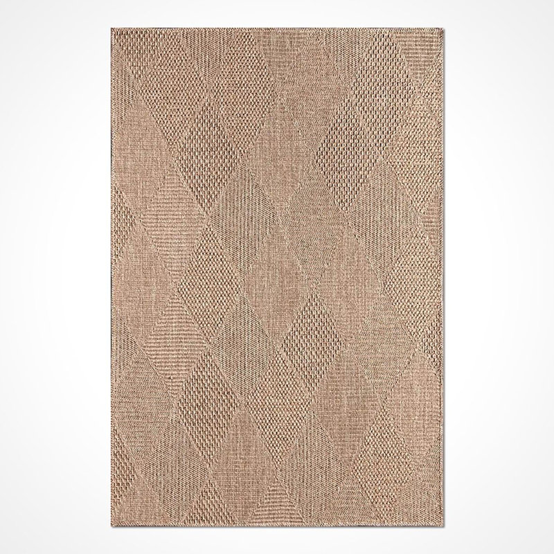 Diamond Pattern Cotton Base Machine Made Rug in Brown, Rectangle 3'3" x 4'11"