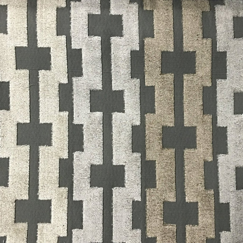 Bardot-Piccadilly Geometric Cut Velvet Upholstery Fabric, Driftwood