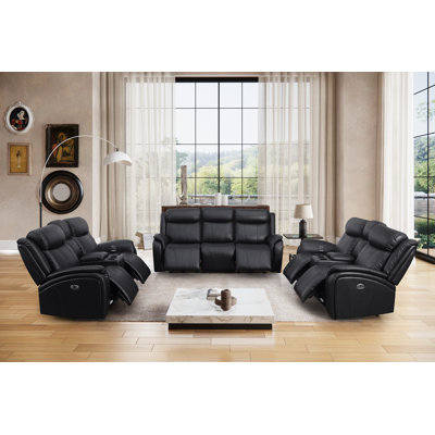 Achouhada 3 Piece Faux Leather Reclining Living Room Set