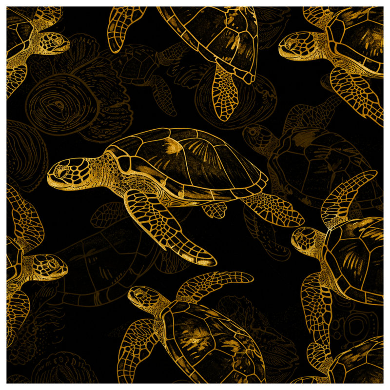 Rideaux de douche Golden Sea Turtles, L 70 po x H 93 po