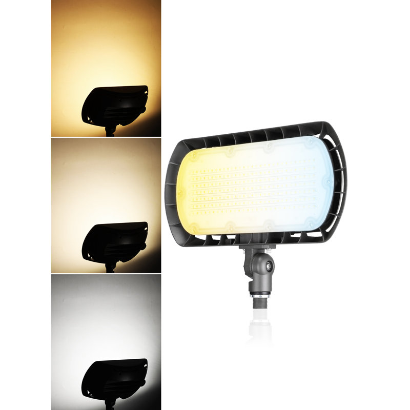 3cct Led Flood Light With Knuckle, 0-10v Dimmable, 5000k/4000k/3000k Selectable, 120-277v, Ip65
