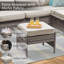 Ensemble de 2 repose-pieds d'extérieur en osier PE, coussins de patio en rotin gris avec coussins beiges pour cour ou terrasse-478257897