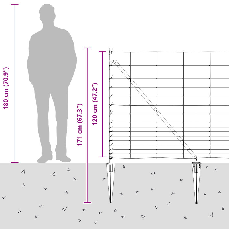 Vidaxl Field Fence Galvanised Steel, 120cm H x 2500cm W