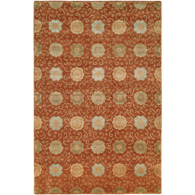 Faridkot Floral Area Rug in Rust