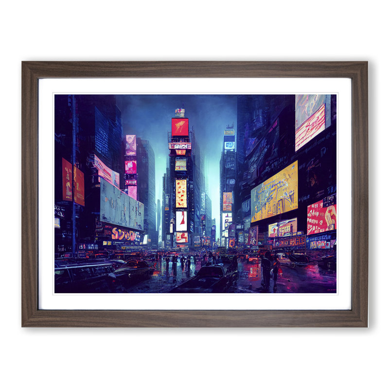 XH1022-6202X Modern Times Square Art Vol.1 - Single Picture Frame Print, 25cm H x 34cm W x 2cm D, Walnut Framed