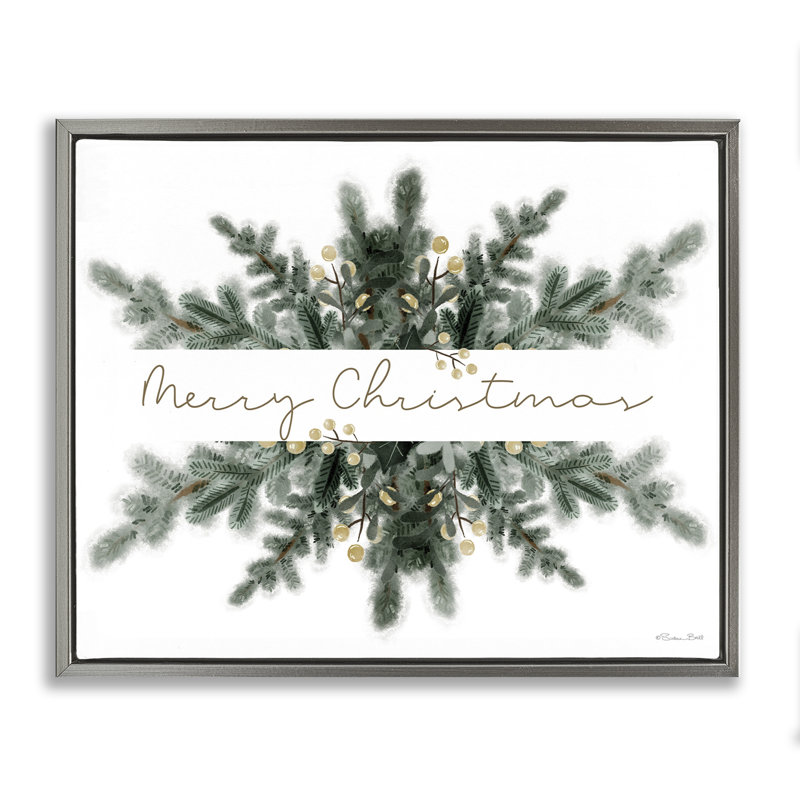 "Festive Fir", art mural encadré flottant par Susan Ball, Cadre flottant gris lustré, H 17 po x l 21 po