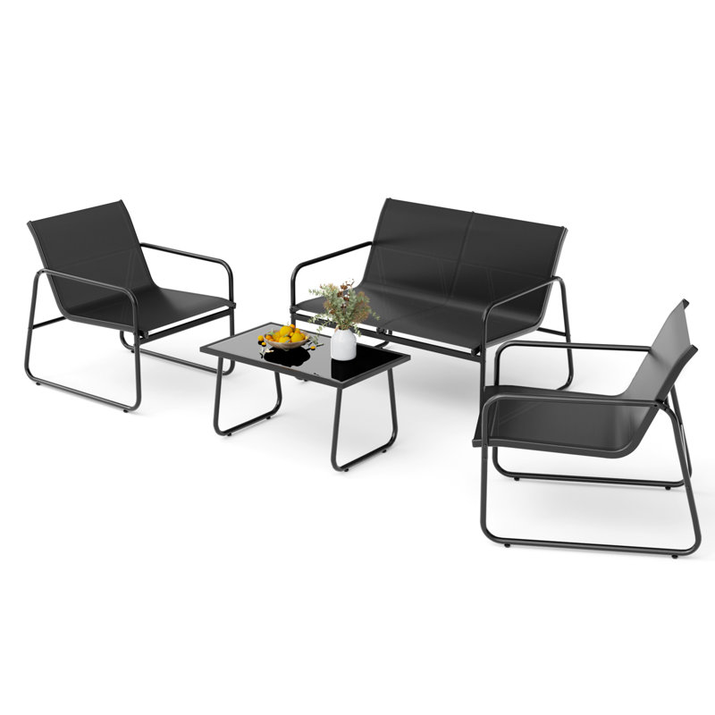 Garden Patio Furniture Set 4 Pieces, Black