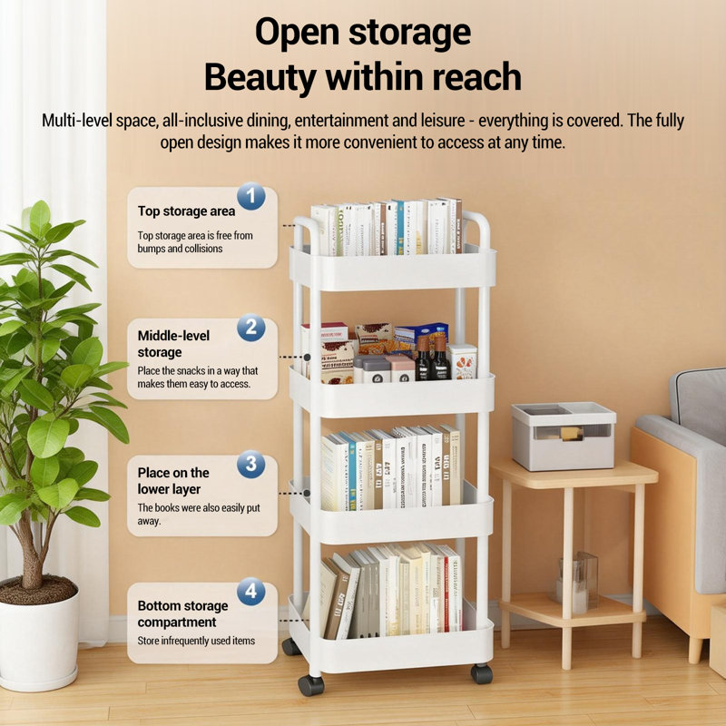 Storage Rack, 128cm H x 41cm W x 28cm D, Satin
