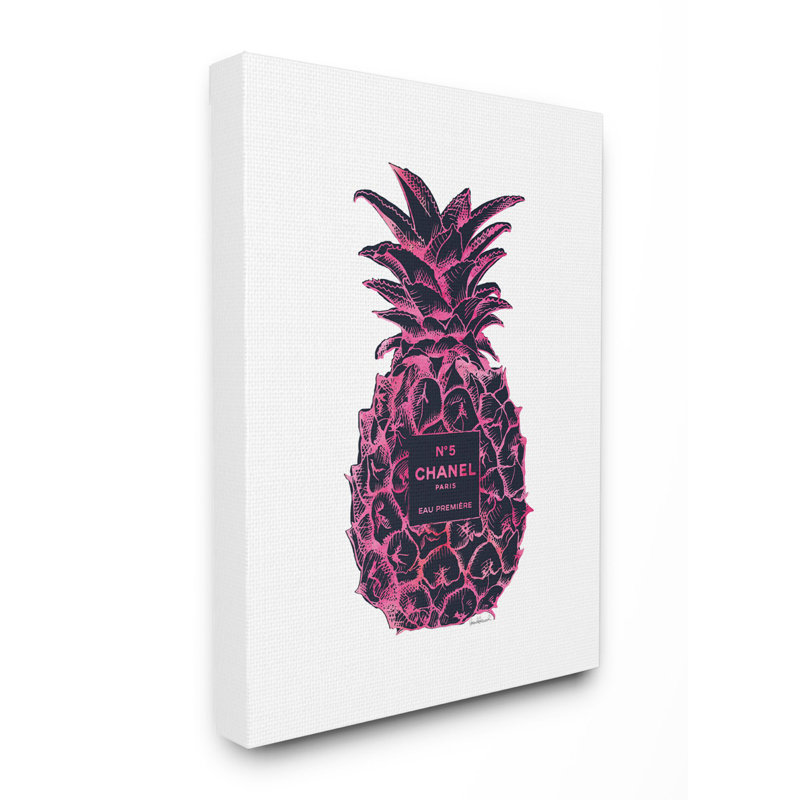 « mode motif d’ananas rose noir », impression, Toile tendue, H 40 po x l 30 po