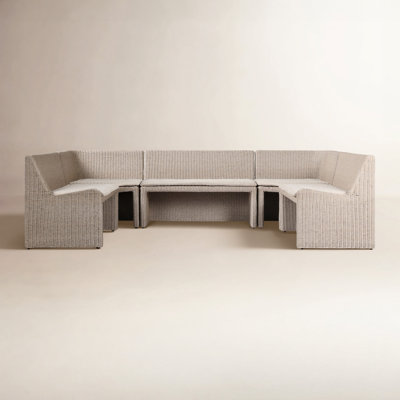 Senna Outdoor Dining Banquette U Shape 117"-Vintage White