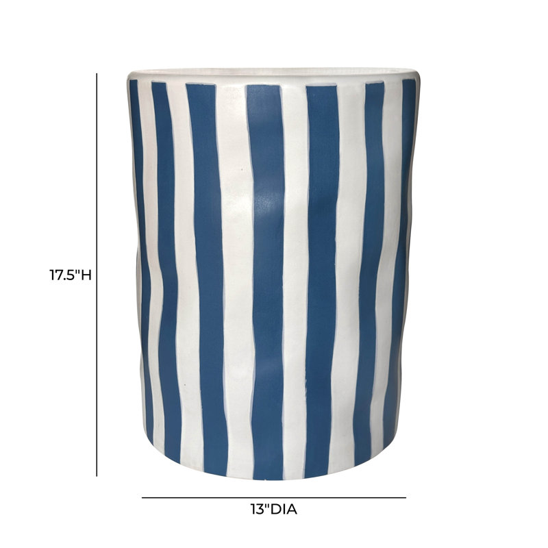 Tempest Ceramic Table In Blue Stripes