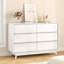Commode 6 tiroirs avec commode double de 49 po avec rebords arrondis, commode de chambre à coucher, commode