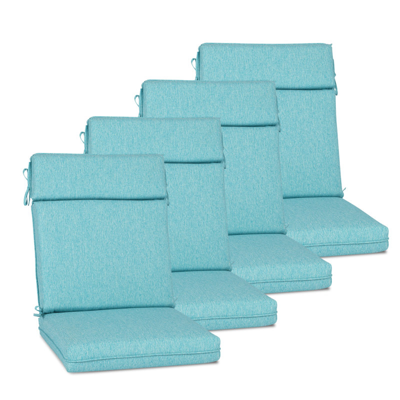 Outdoor High Back Chair Cushion Set of 4, 20" W x 17" D, Teal