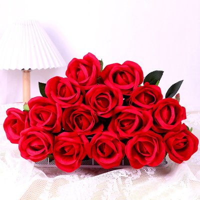 15 Pcs Rose Artificial Flowers With Long Stems Realistic Silk Roses Real Plastic Bouquet Of Roses For Home Bridal Wedding Party Table Centerpieces Decorations