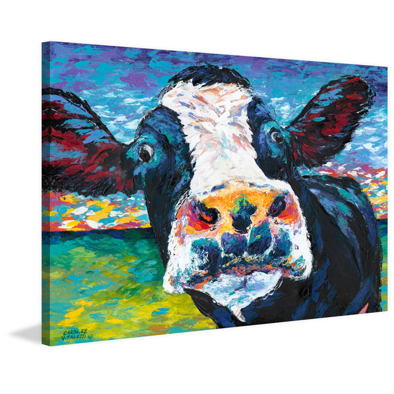 «Curious Cow II», reproduction d'art sur toile tendue, H 16 po x l 24 po x P 1,5 po