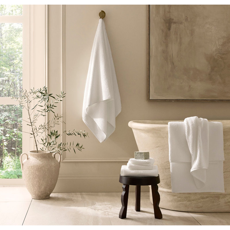 Turkish Ribbed Ribbed Bath Sheet, White