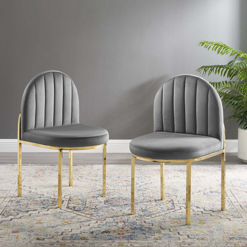 Isla Dining Side Chair Performance Velvet, Gray