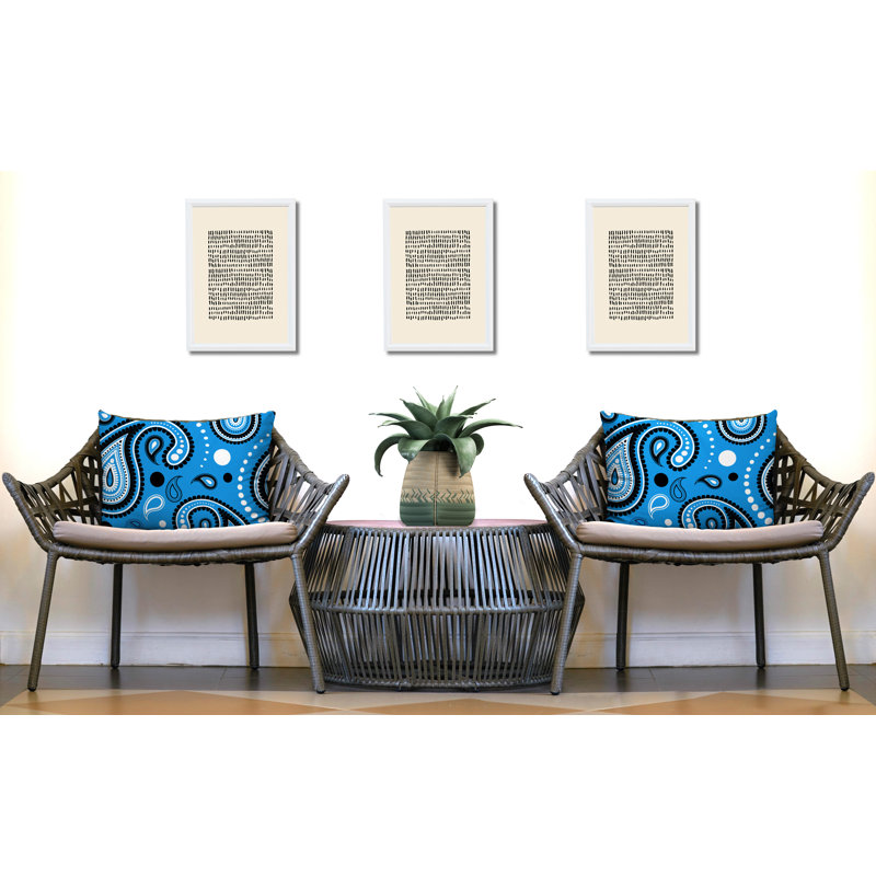 Paisley Outdoor Reversible Throw Pillow, Blue