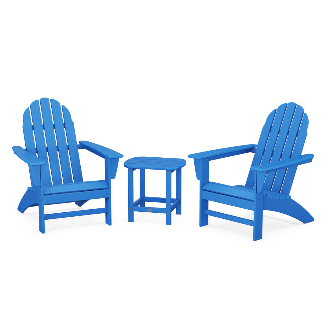 Vineyard 3-Piece Adirondack Set with South Beach 18" Side Table (Set of 3) POLYWOOD® 