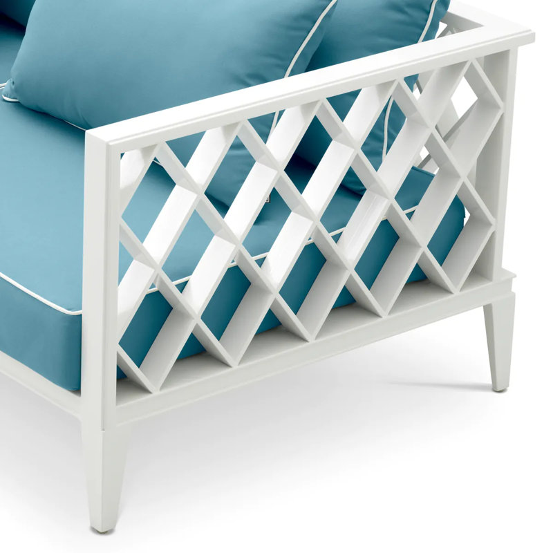 Outdoor 2 - Seat Loveseat, Mineral Blue Cushion/White Frame
