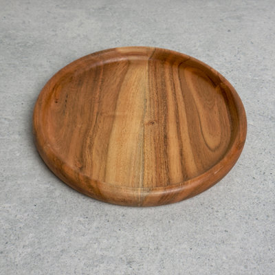 Plateau de service rond en bois d'acacia