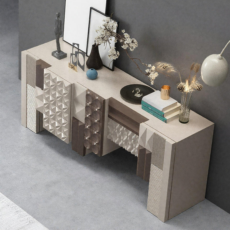 Console Modern Minimalist Art Design, Beige, H 31,5 po x l 70,87 po x P 15,75 po