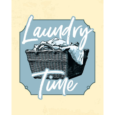 Laundry Time Blue Plaque - Painting Print