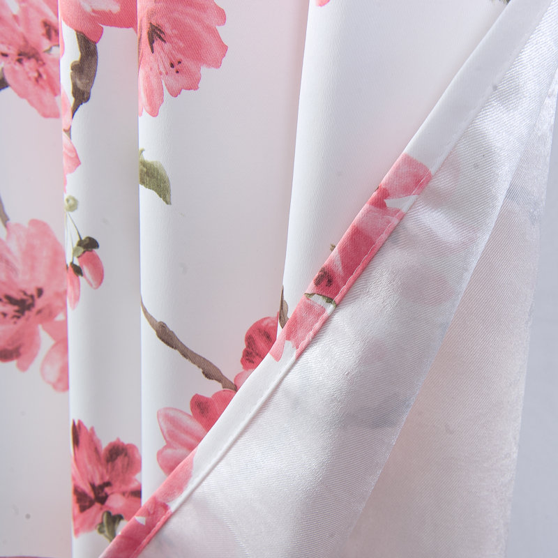 Traviss Floral Single Window Curtain with Grommets, Rose