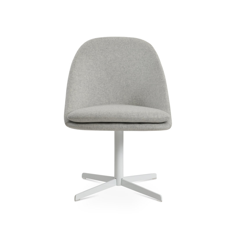 Avanos 4 Star Swivel Side Chair, Silver, White