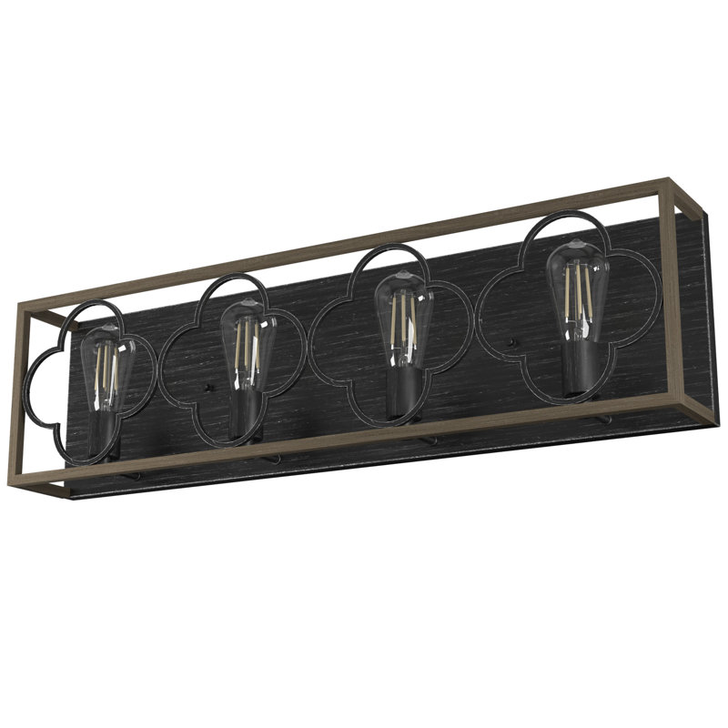 Gablecrest 4 Light  Flush Mount Bathroom Vanity Wall Light Fixture, Black
