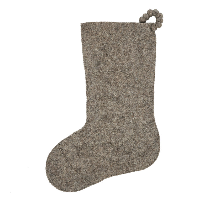 Chaussette de Noël en laine feutrée à la main - Spiral on Grey
