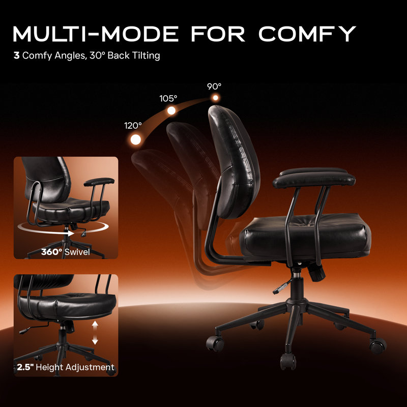 Albaugh Ergonomic Office Chair Swivel Task Chair with Adjustable Gas Lift, Black