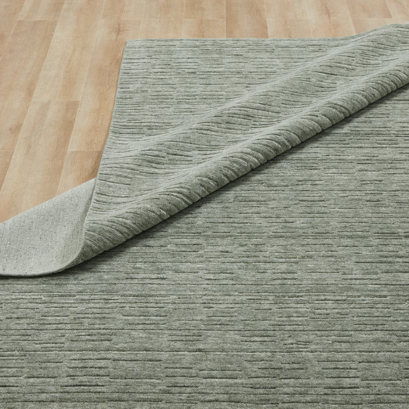 Tapis en laine Hargrett, Rectangle 9 pi 6 po x 13 pi, Gris/vert