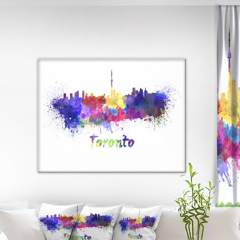"toronto horizon cityscape" , reproduction d’art sur toile tendue, H 12 po x l 20 po