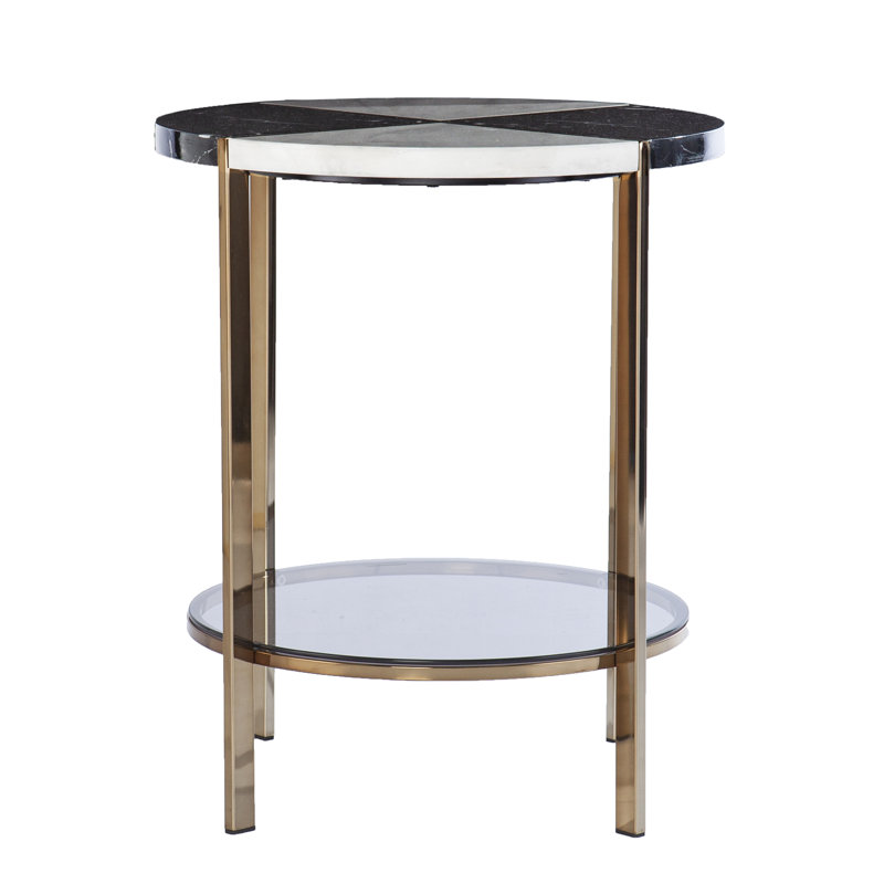 Round Faux Marble End Table
