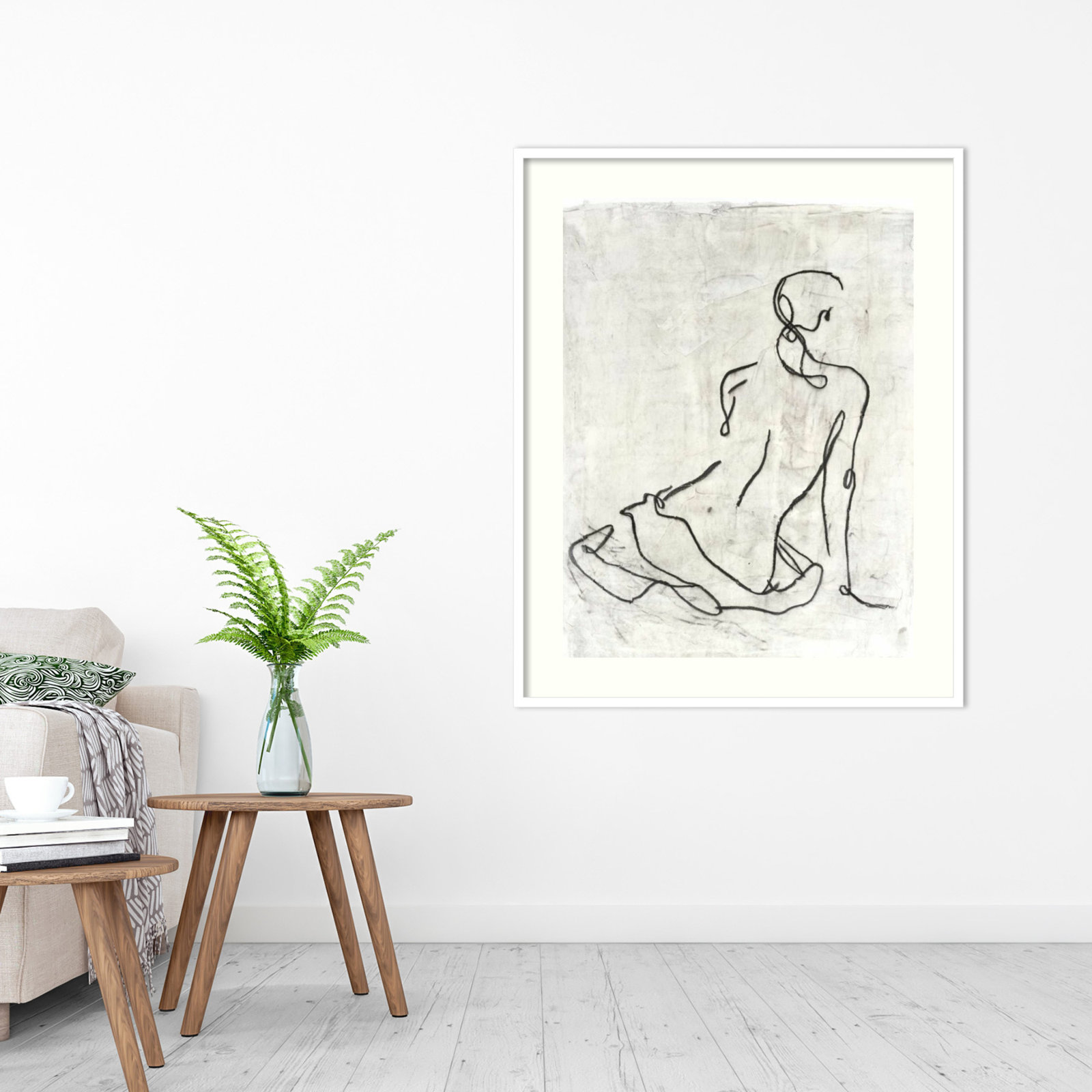 Embellished Gestural Contour I Print, White Framed Paper, 25" H x 21" W