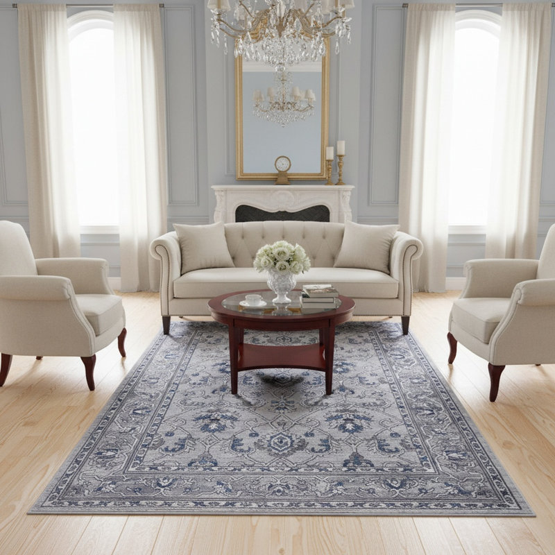 MARFI Collection Grey / Blue Oriental Runner Adrienna, Rectangle 5'3" x 7'6"