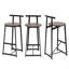 Ensemble de 3 tabourets de bar à hauteur de comptoir avec dossier et chaises sans accoudoirs pour îlot de cuisine (noir et brun noyer)