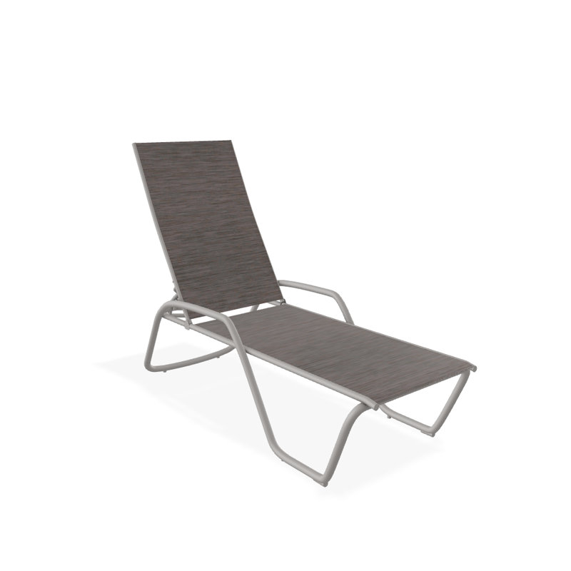 Outdoor Rust-Resistant Metal Chaise Lounge, Textured Desert, James